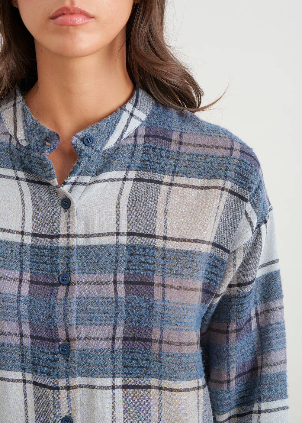 Chemise à carreaux en tissu texturé - NAVY#couleur_NAVY