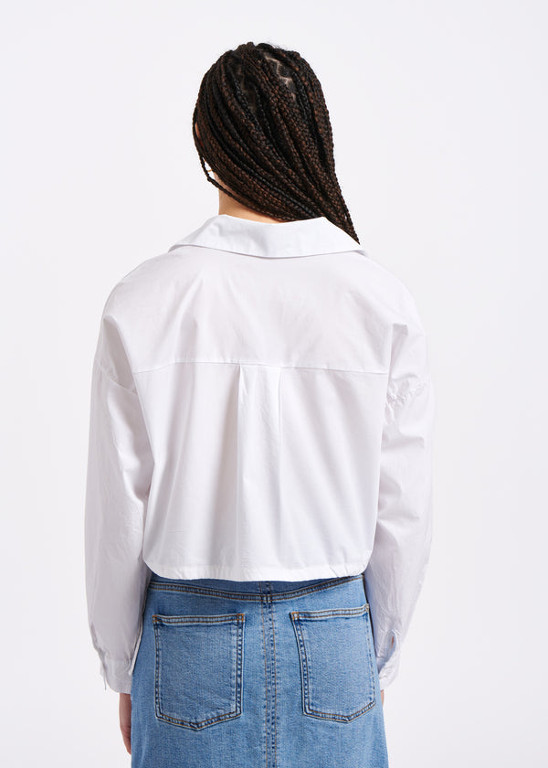 Chemise courte blanche en popeline - BLANC#couleur_BLANC