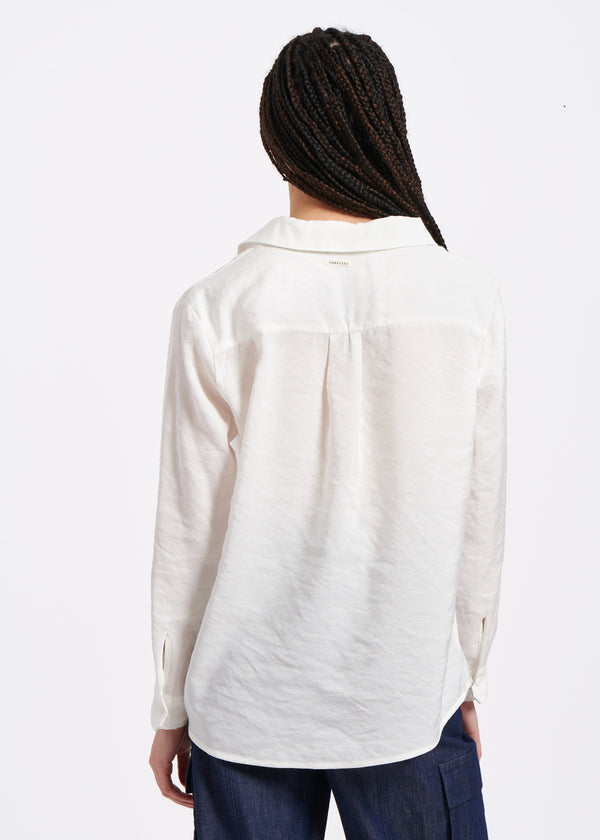 Chemise ample blanc cassé en modal texturé - OFF WHITE#couleur_OFF WHITE