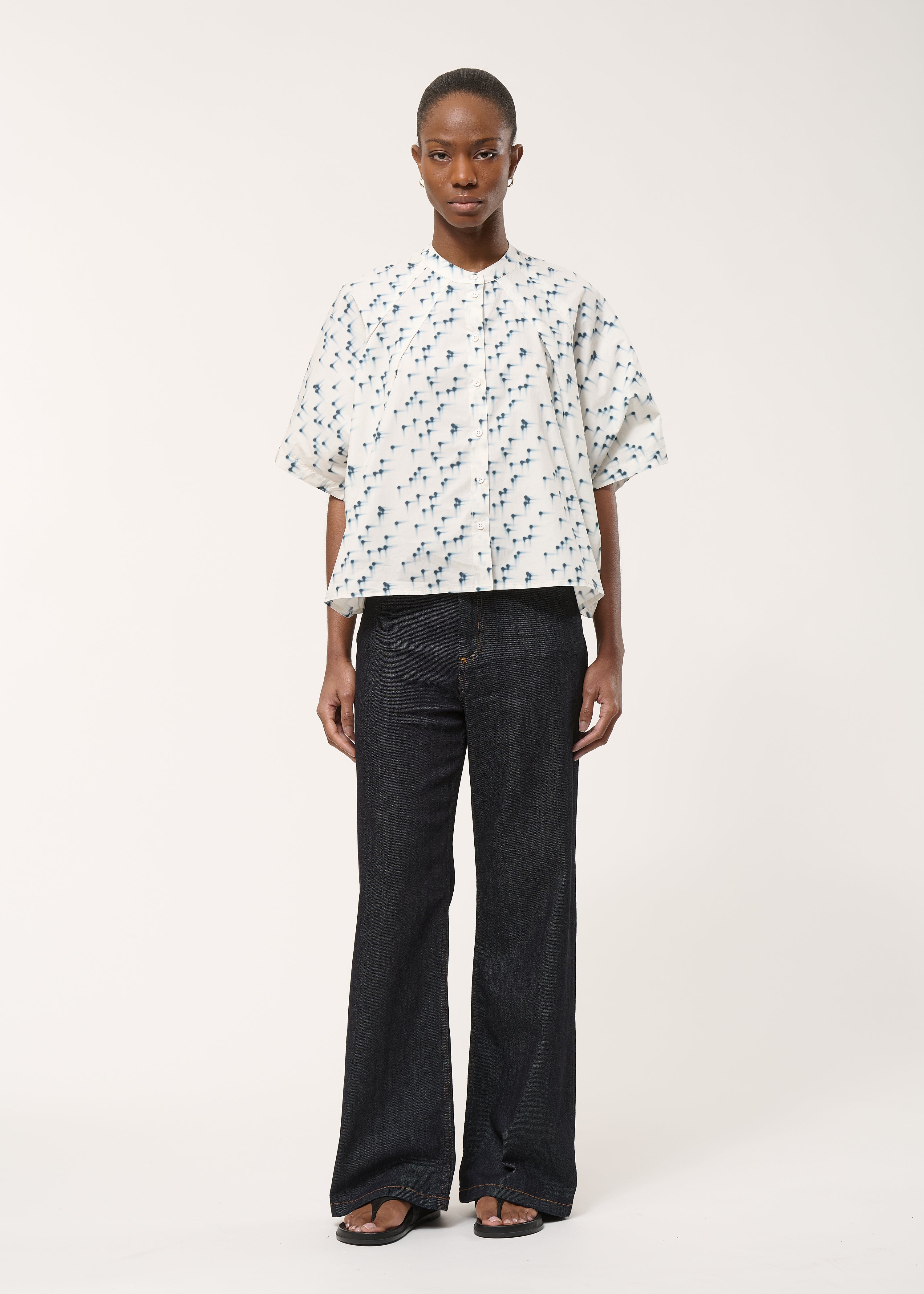 Jean flare taille haute brut en coton biologique - BRUT#couleur_BRUT