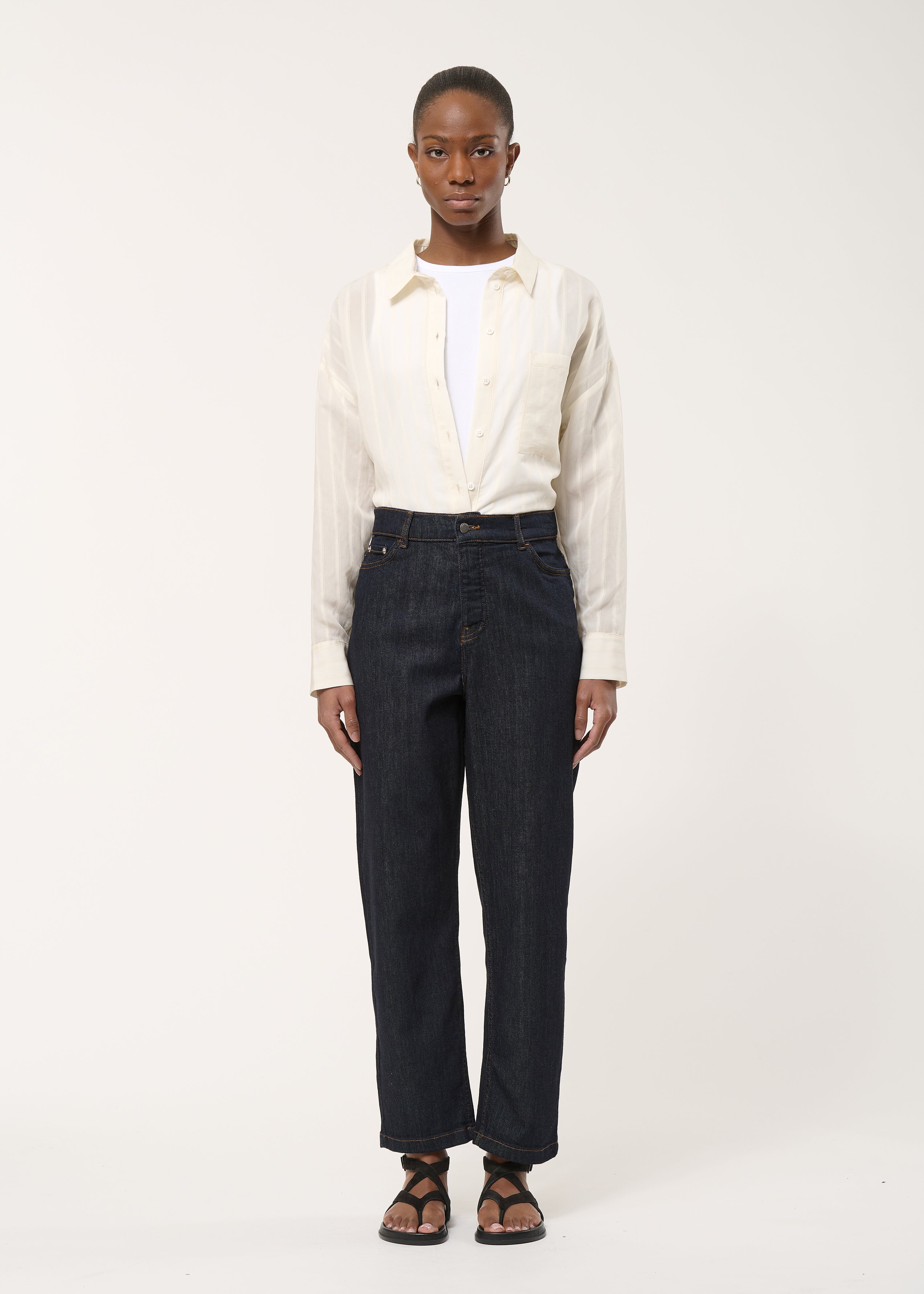 Jean mom taille haute en coton biologique - BRUT#couleur_BRUT