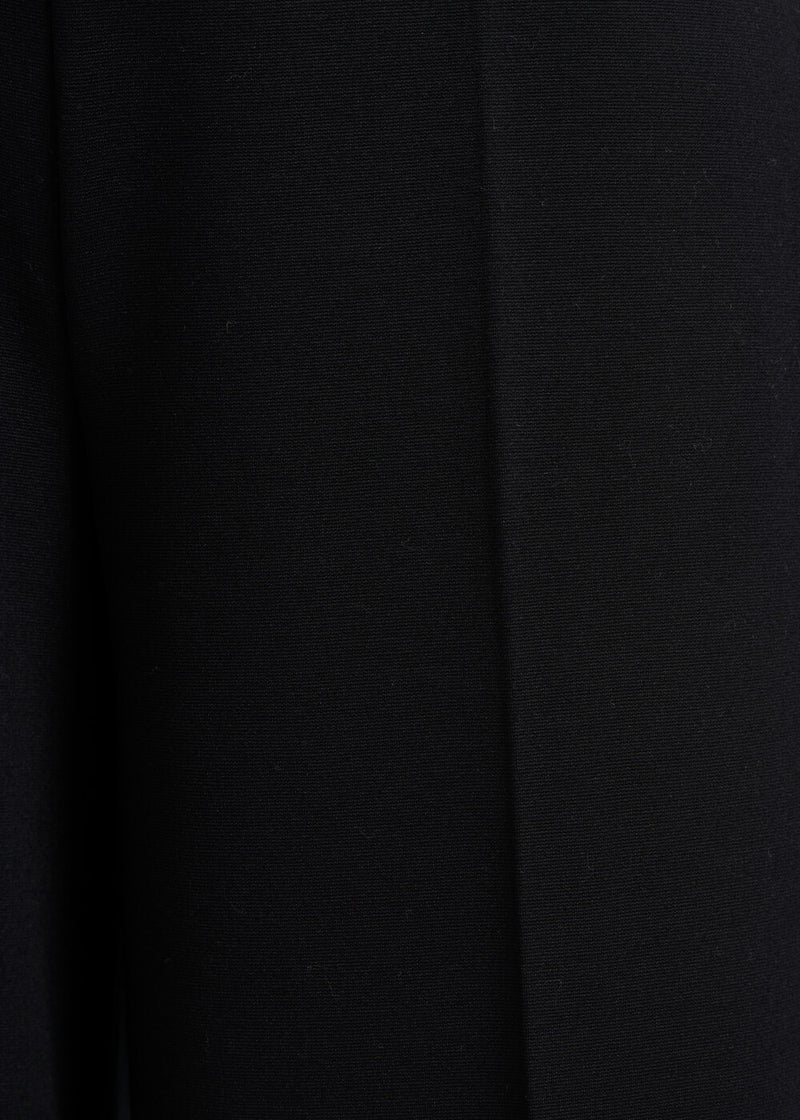 Pantalon large noir à grand revers en jersey milano - NOIR#couleur_NOIR