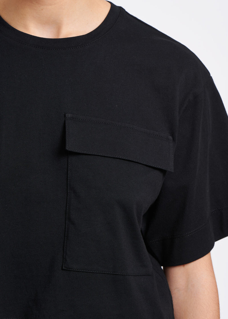 T-shirt noir court en coton biologique - NOIR#couleur_NOIR