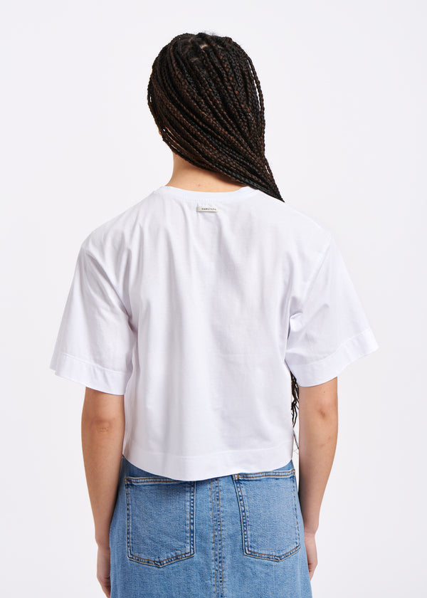T-shirt blanc court en coton biologique - BLANC#couleur_BLANC