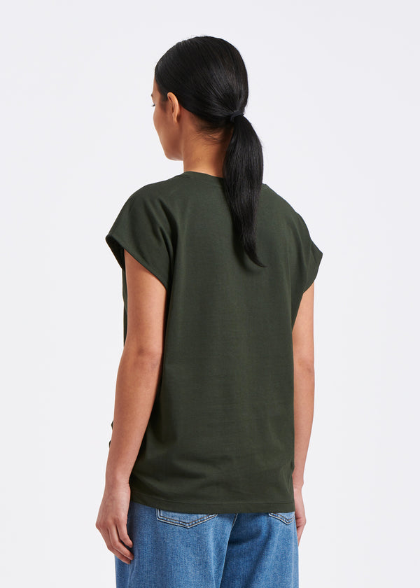 T-shirt kaki sans manches en  coton biologique - KAKI#couleur_KAKI