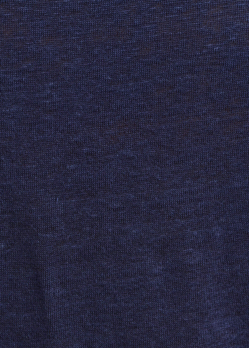 T-shirt bleu marine avec découpe asymétrique en jersey lin - MARINE#couleur_MARINE
