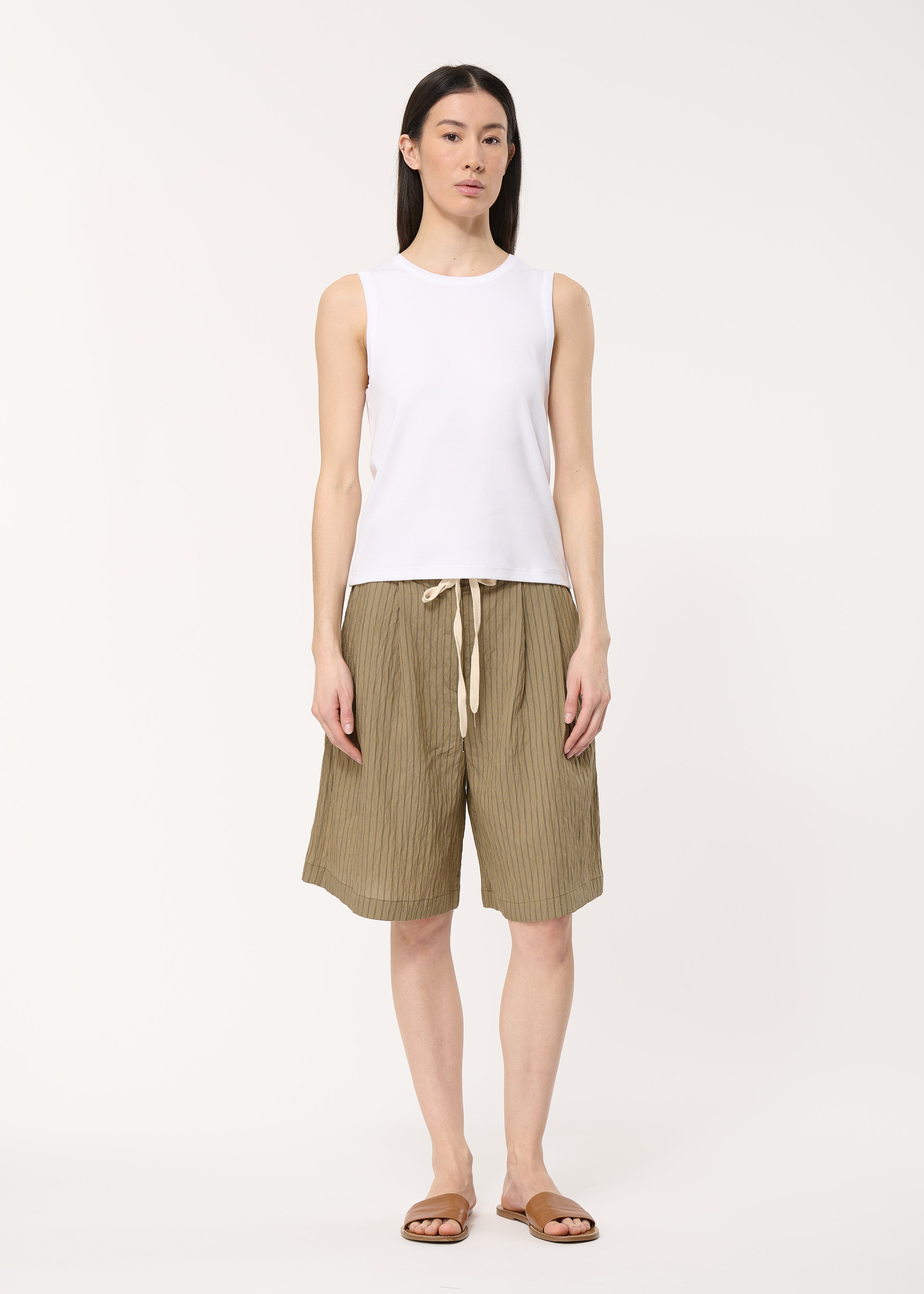 Débardeur blanc côtelé ajusté - BLANC#couleur_BLANC