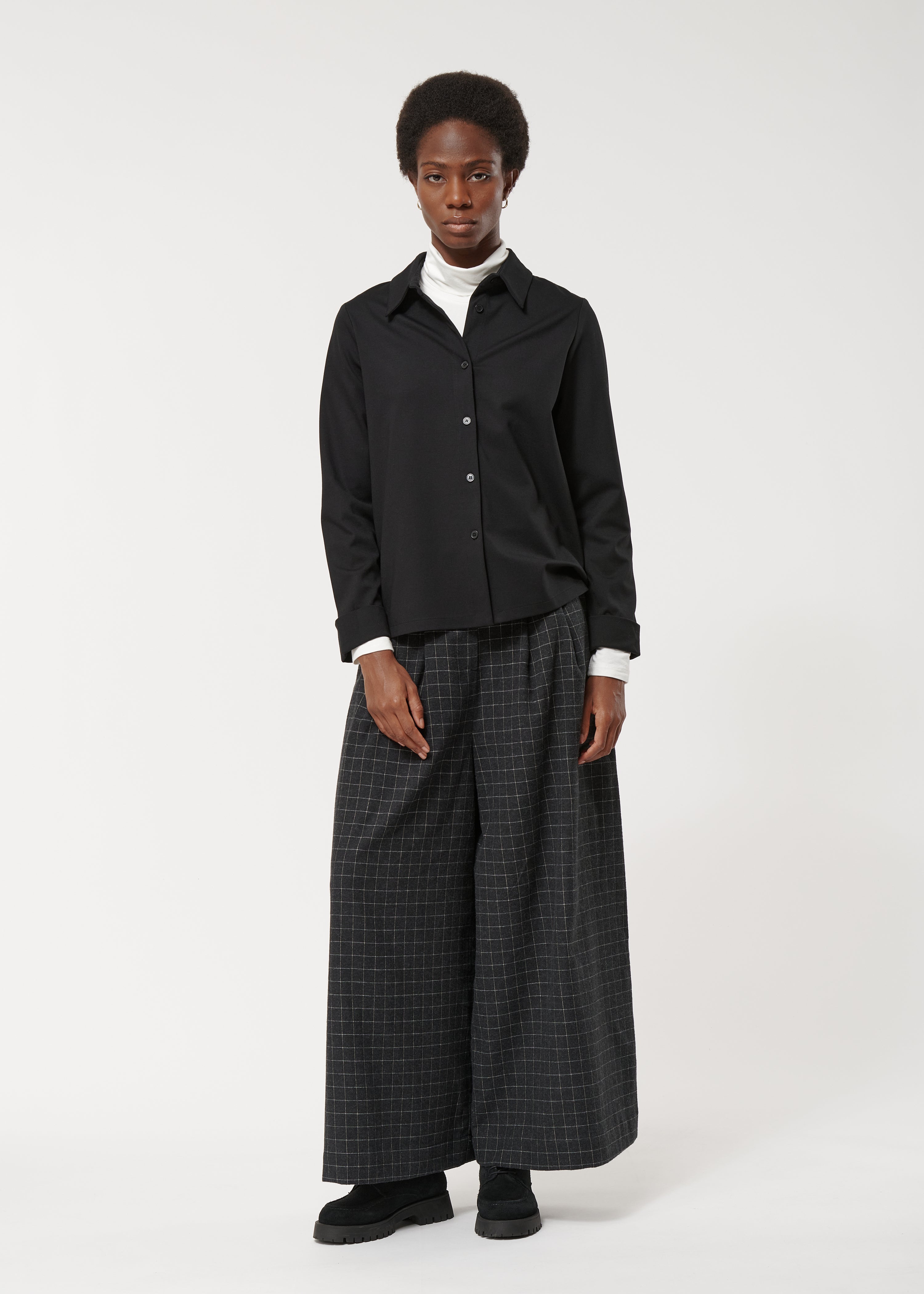 Pantalon gris large à carreaux - ANTHRACITE#couleur_ANTHRACITE