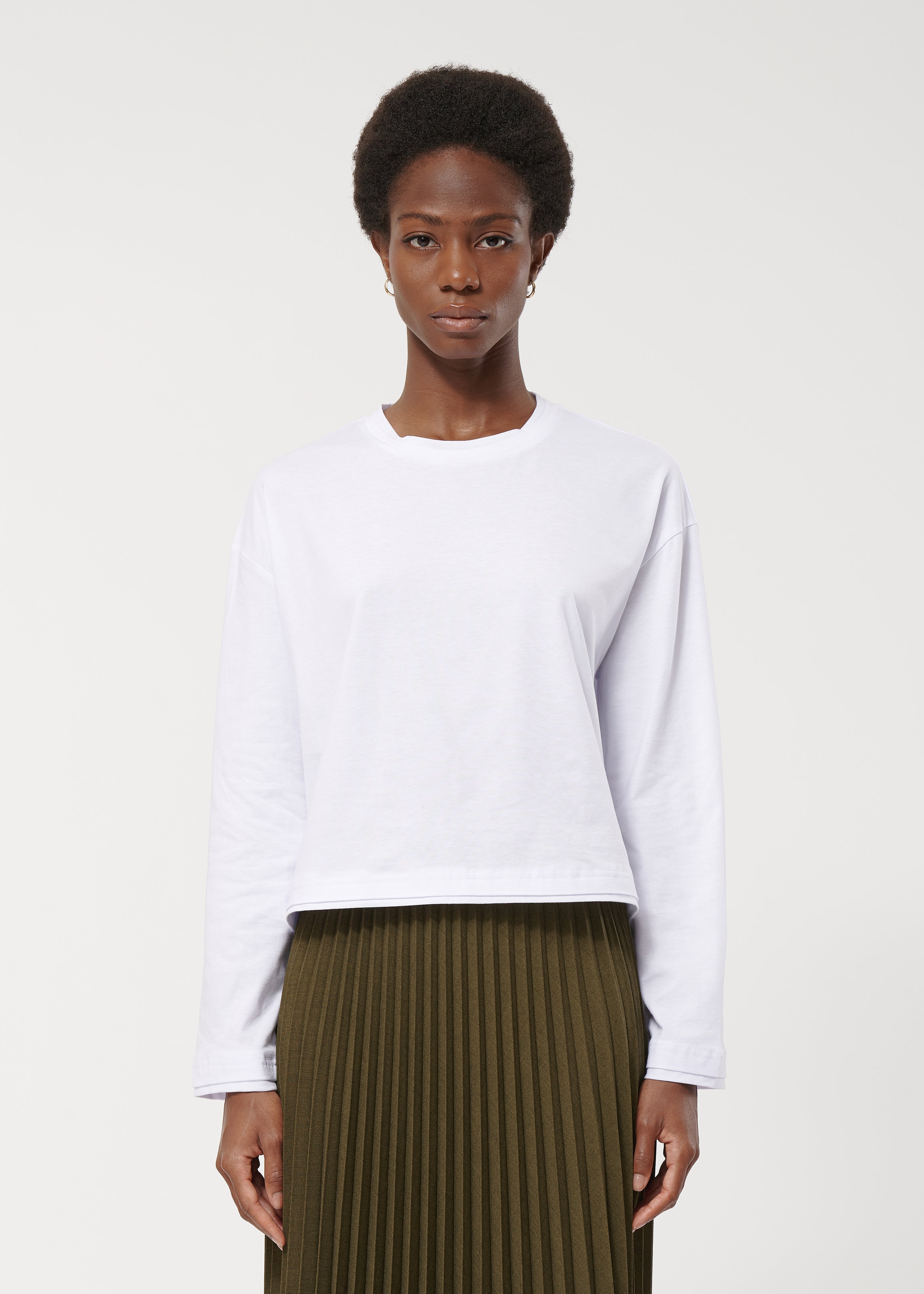 T-shirt blanc effet deux en un en coton biologique  - BLANC#couleur_BLANC