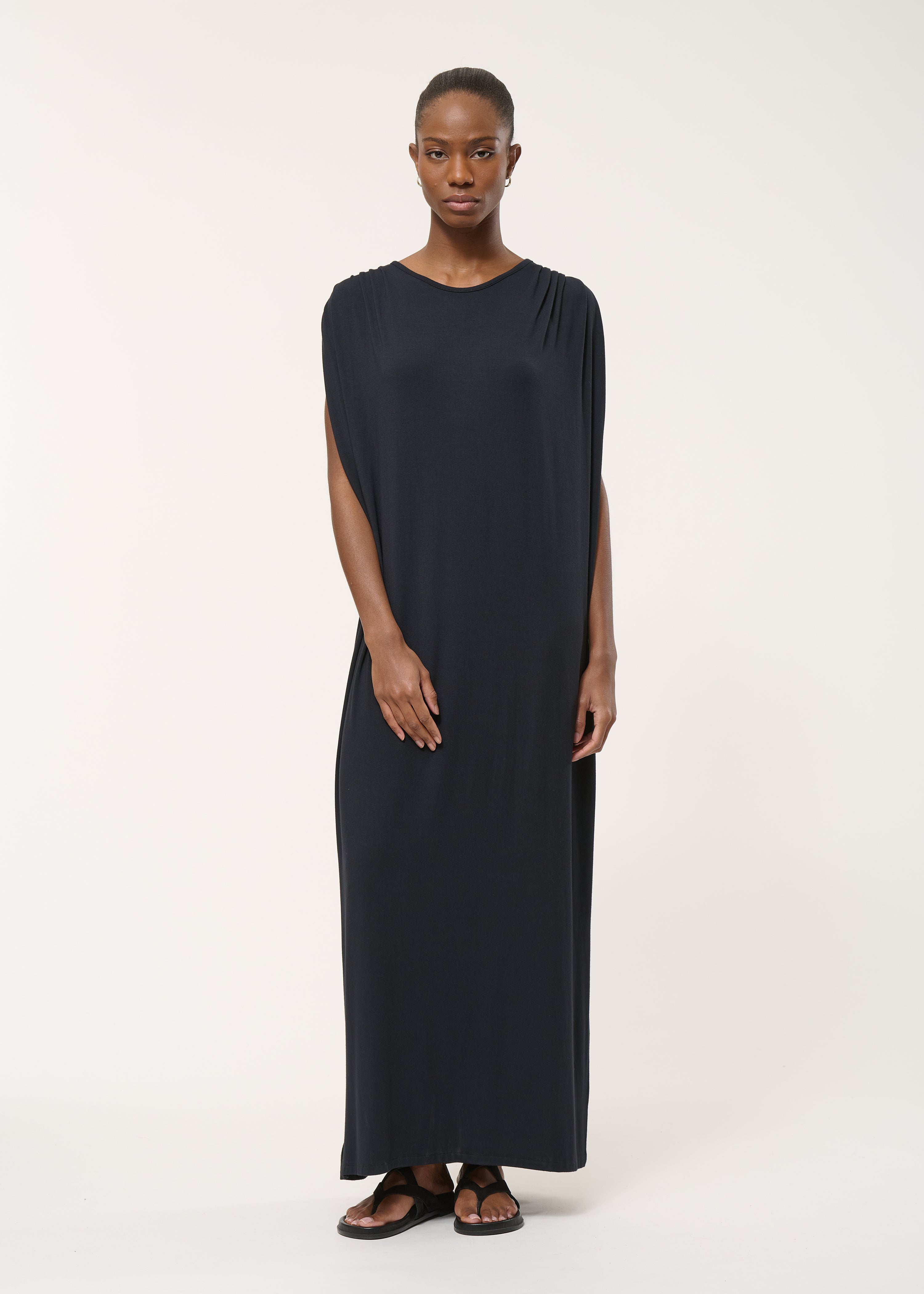 long black t shirt dress t-shirt in ultra-soft jersey SCHL006291 Alis strappy White and on the go All Sizes:4