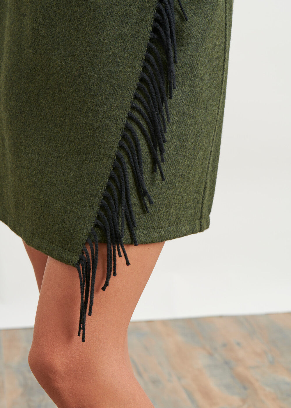 Mini jupe portefeuille en lainage - GRIS#couleur_GRIS