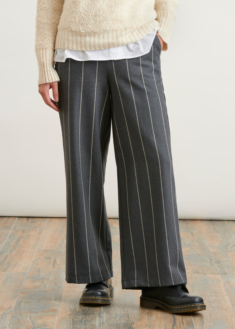 Pantalon large en flanelle rayée - GRIS#couleur_GRIS
