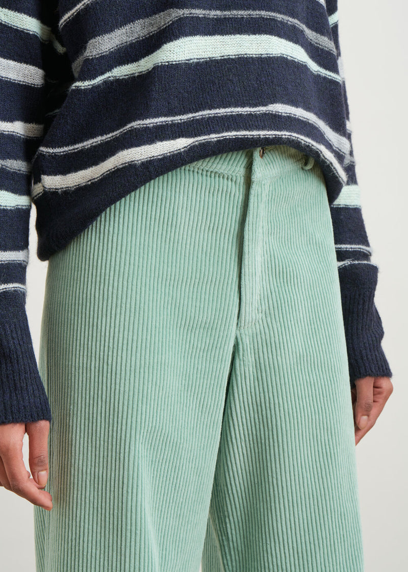 Pantalon large en velours côtelé - MENTHOL#couleur_MENTHOL