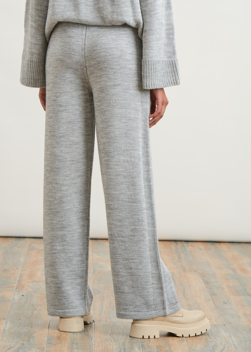 Pantalon droit en maille jersey - GRIS#couleur_GRIS