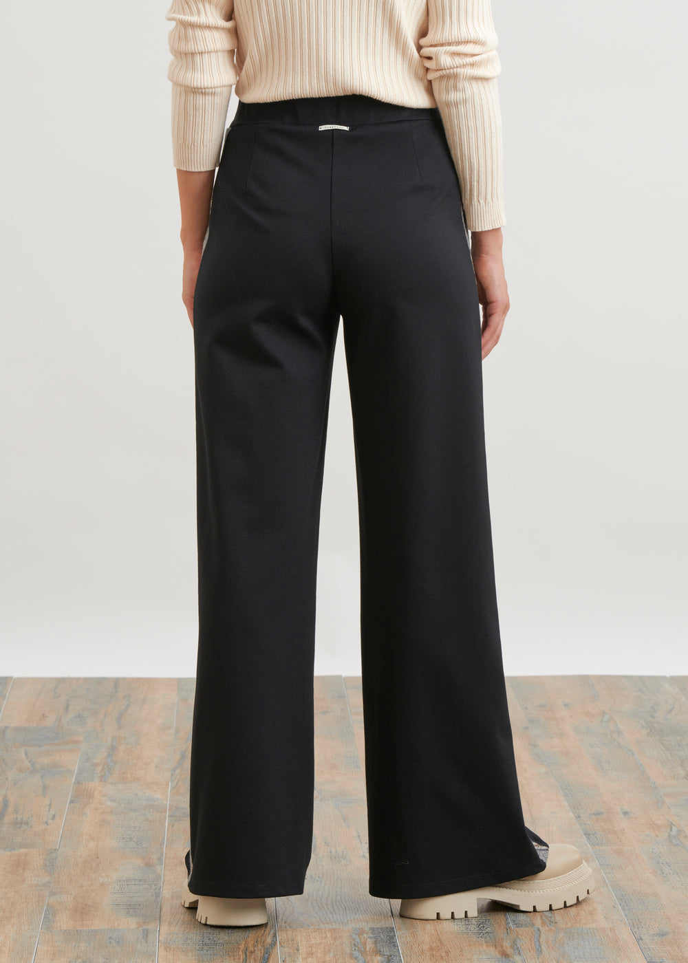 Pantalon large bi matière - NOIR#couleur_NOIR