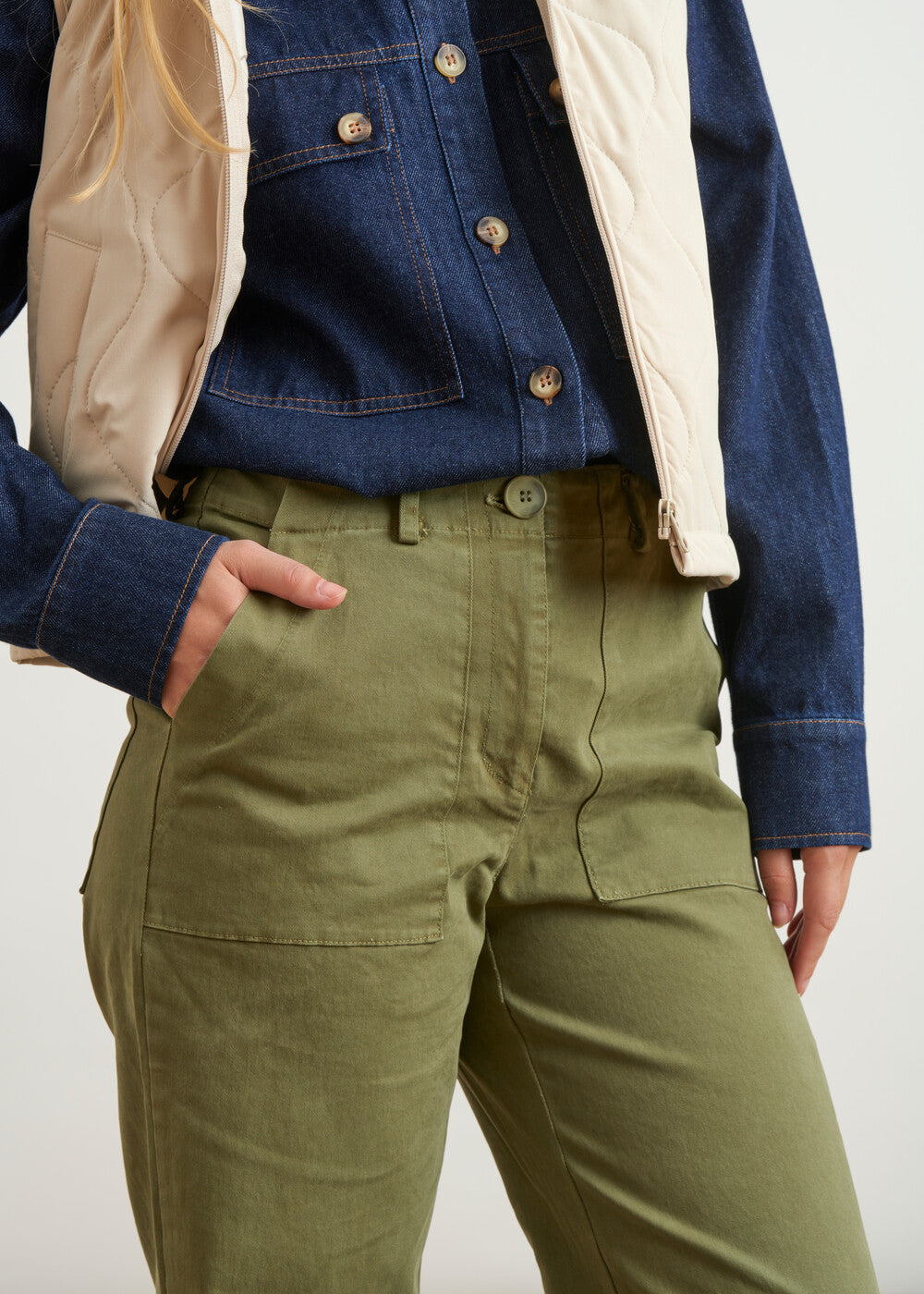 Pantalon large en bâche de coton - KAKI#couleur_KAKI