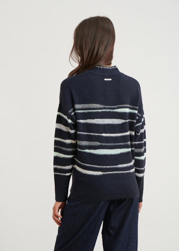 Pull à rayures inégales - NAVY#couleur_NAVY