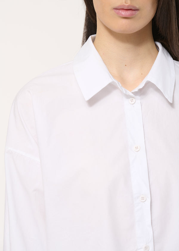 Chemise courte blanche en popeline - BLANC#couleur_BLANC