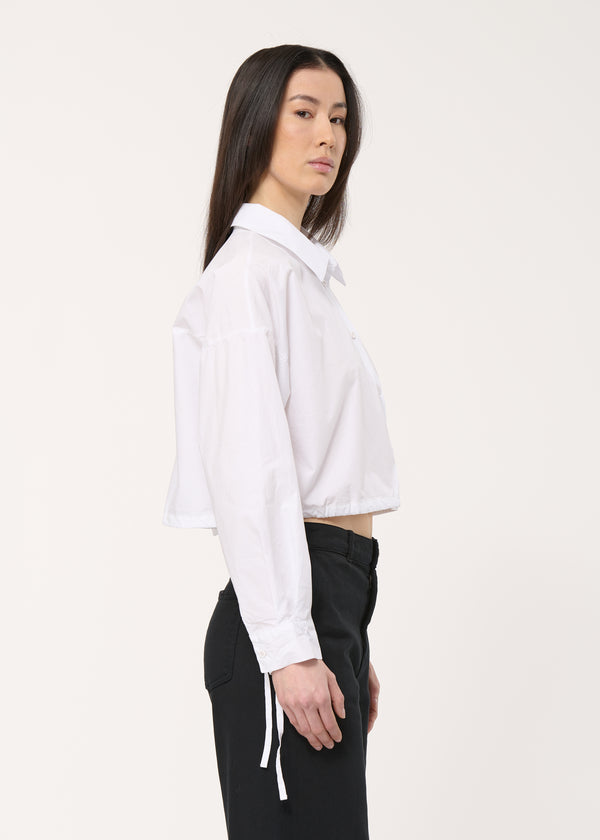 Chemise courte blanche en popeline - BLANC#couleur_BLANC
