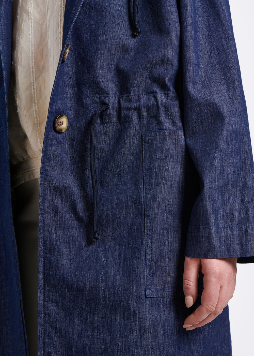 Manteau oversize en jean souple - MARINE#couleur_MARINE