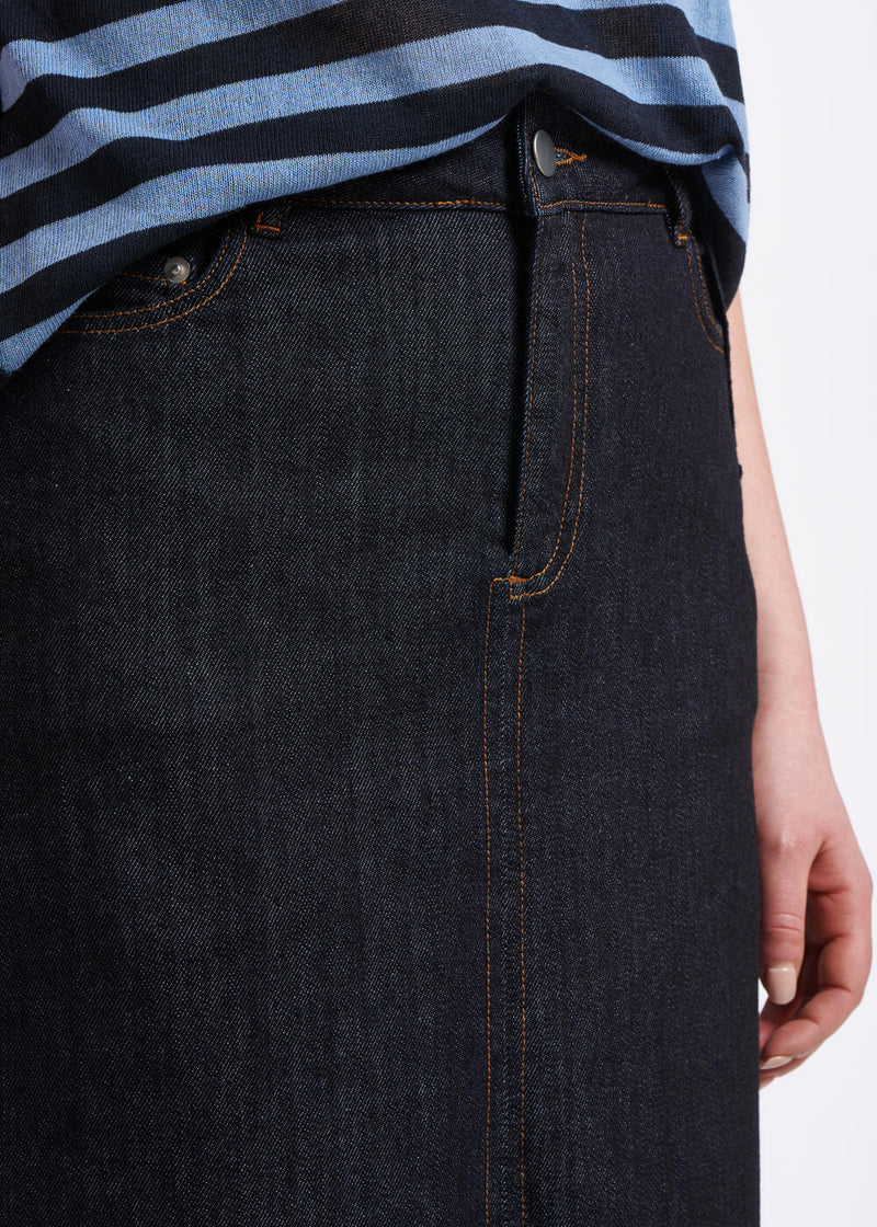 Jupe en jean brut longue en coton biologique - BRUT#couleur_BRUT