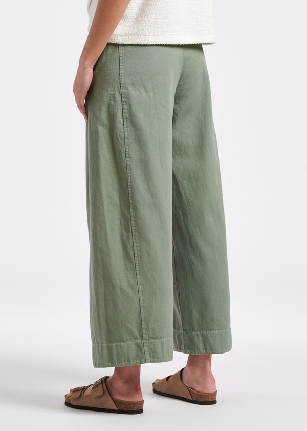 Pantalon en twill de coton souple vert d'eau - SAUGE#couleur_SAUGE