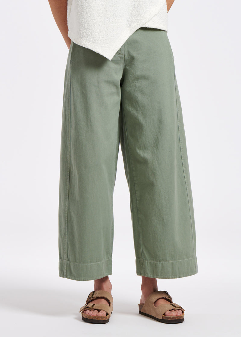 Pantalon en twill de coton souple vert d'eau - SAUGE#couleur_SAUGE