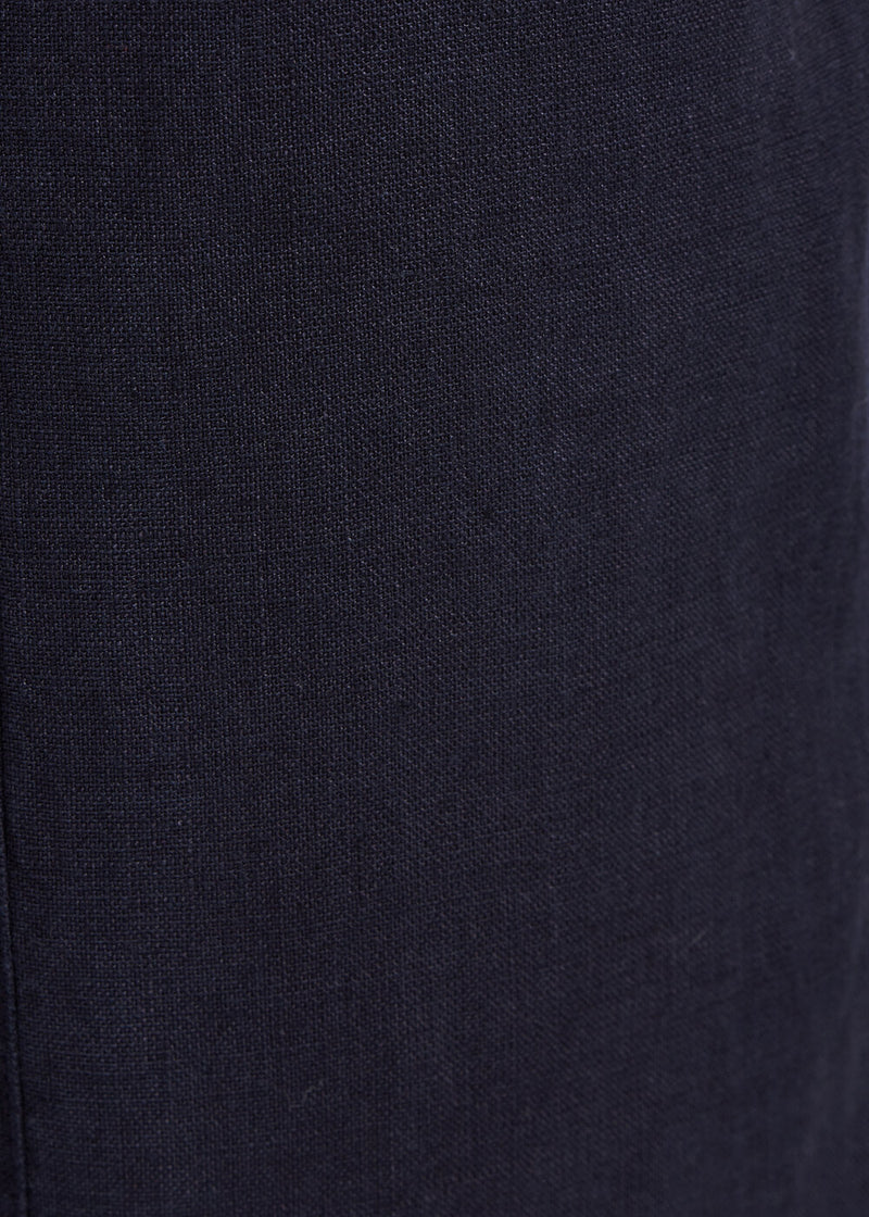 Pantalon 7/8ème bleu marine en lin - MARINE#couleur_MARINE