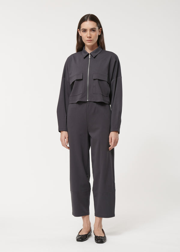 Pantalon gris 7/8ème taille haute en jersey stretch - ANTHRACITE#couleur_ANTHRACITE