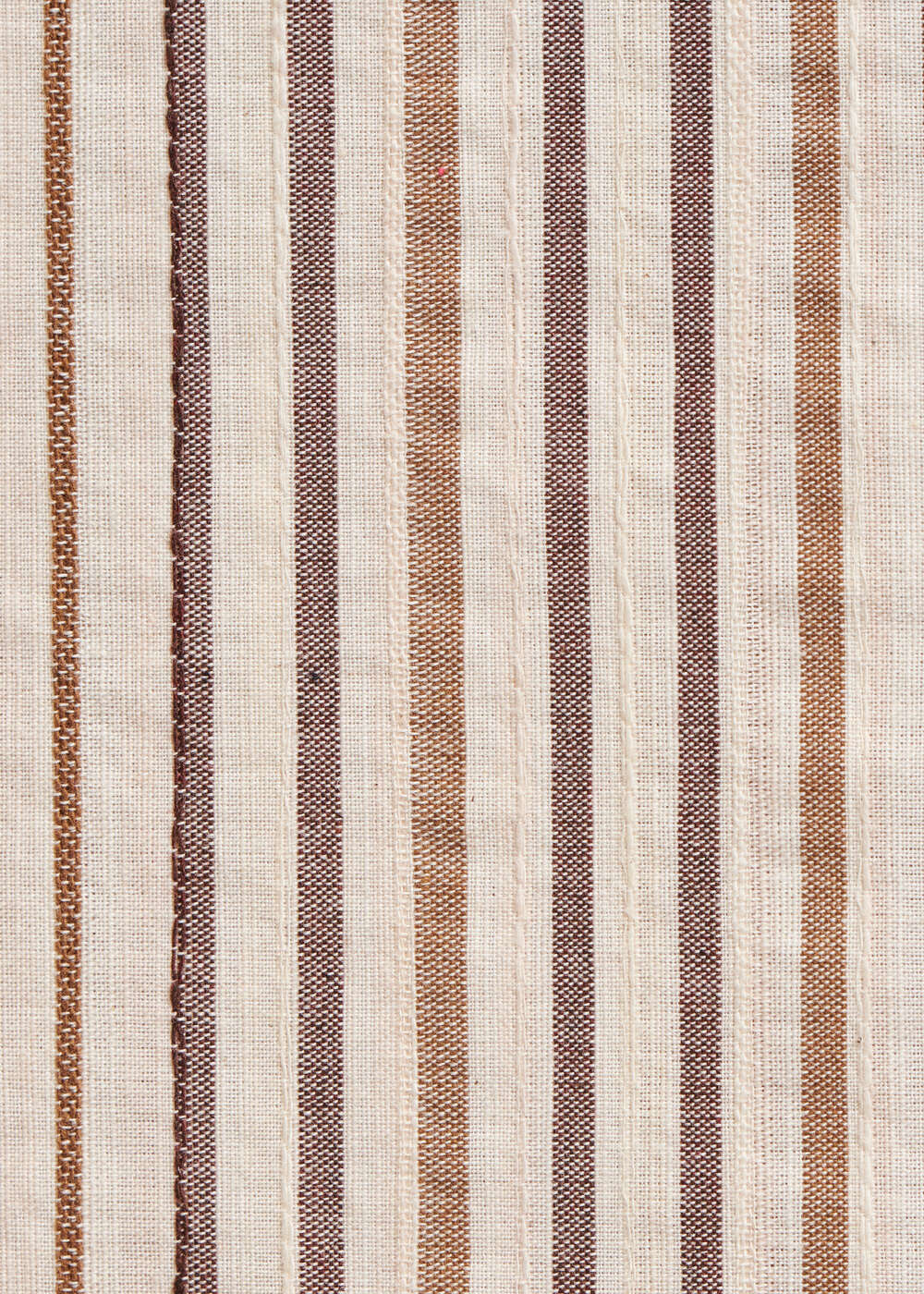 Robe longue boutonnée rayée écru et marron en coton - ECRU/COCO#couleur_ECRU/COCO