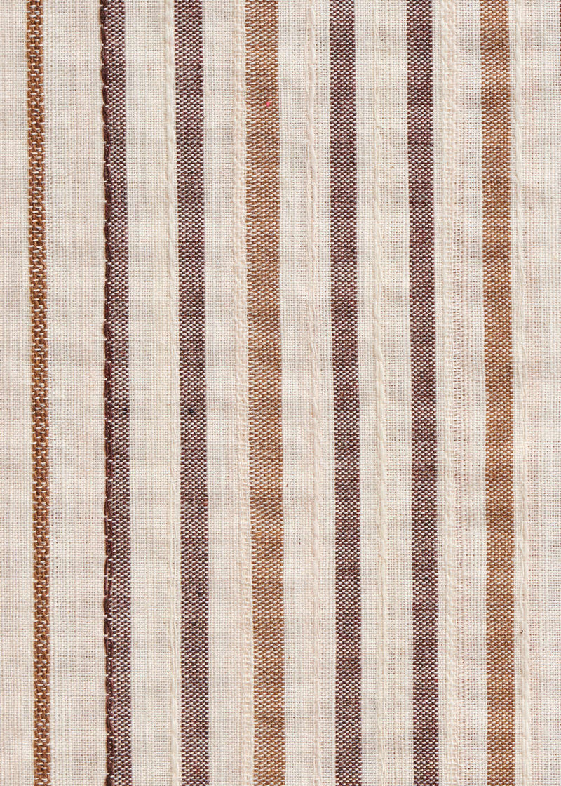 Robe longue boutonnée rayée écru et marron en coton - ECRU/COCO#couleur_ECRU/COCO
