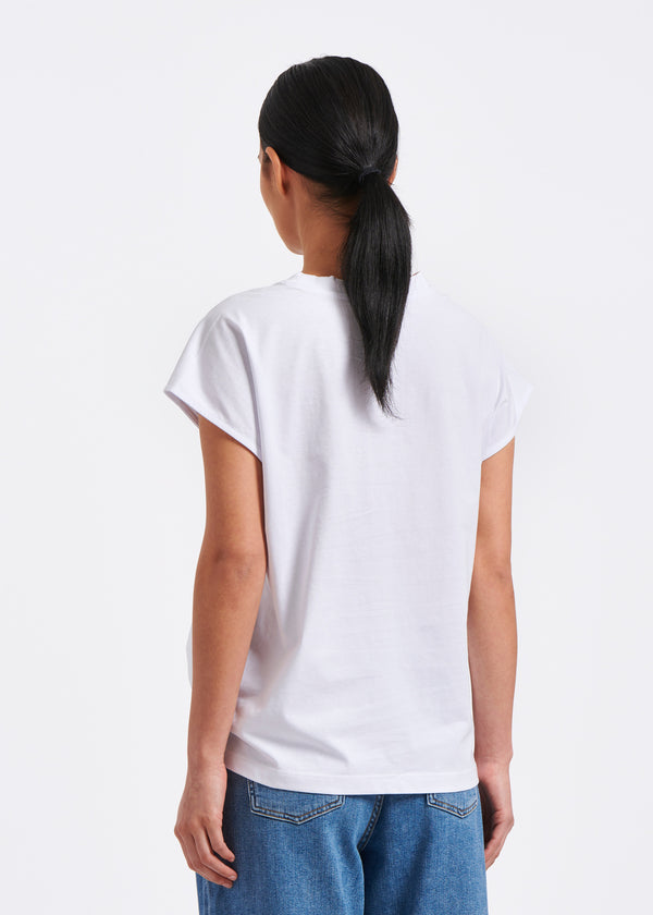 T-shirt blanc sans manches en  coton biologique - BLANC#couleur_BLANC