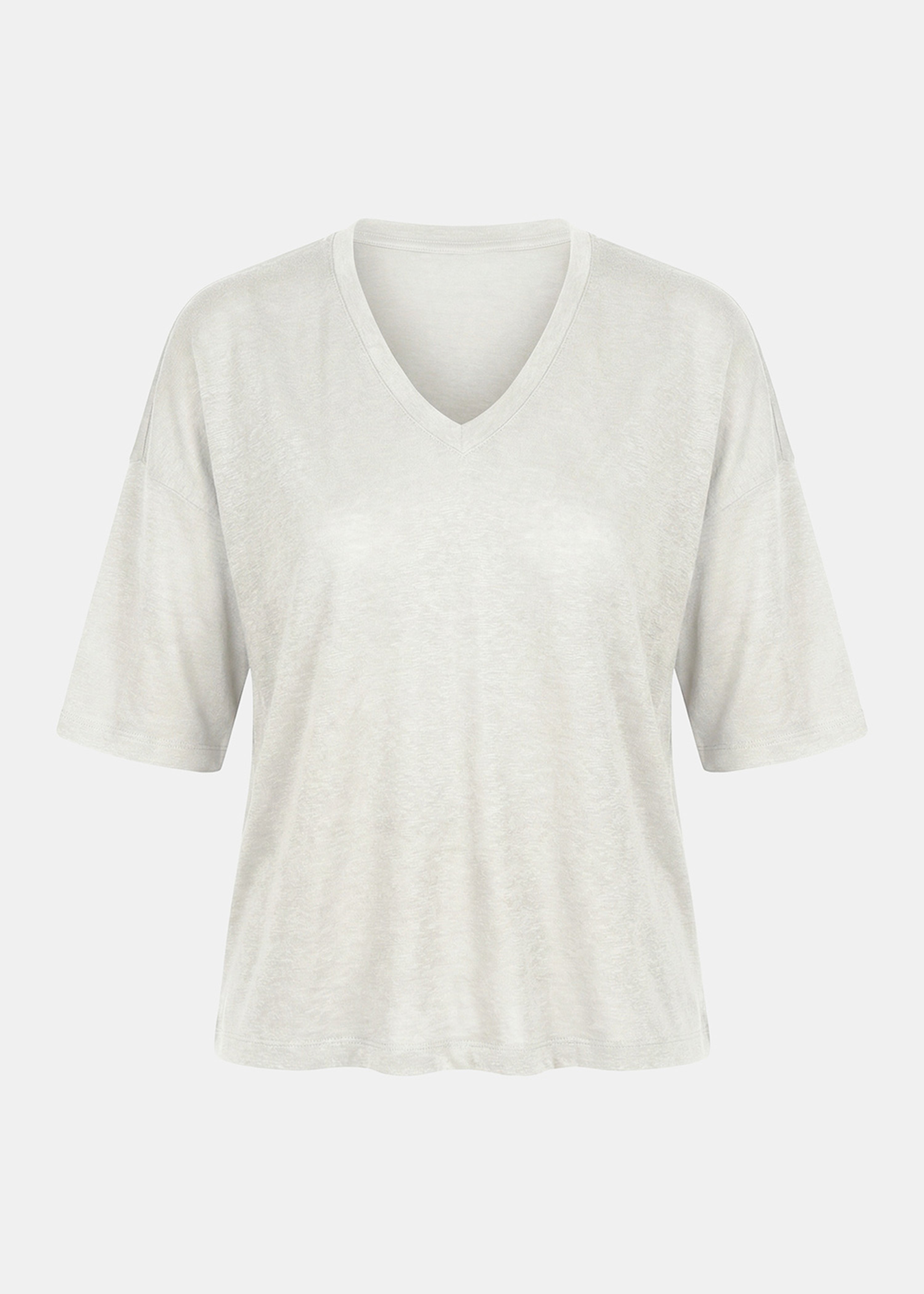 T-shirt écru ample en lin manches courtes - NATUREL#couleur_NATUREL