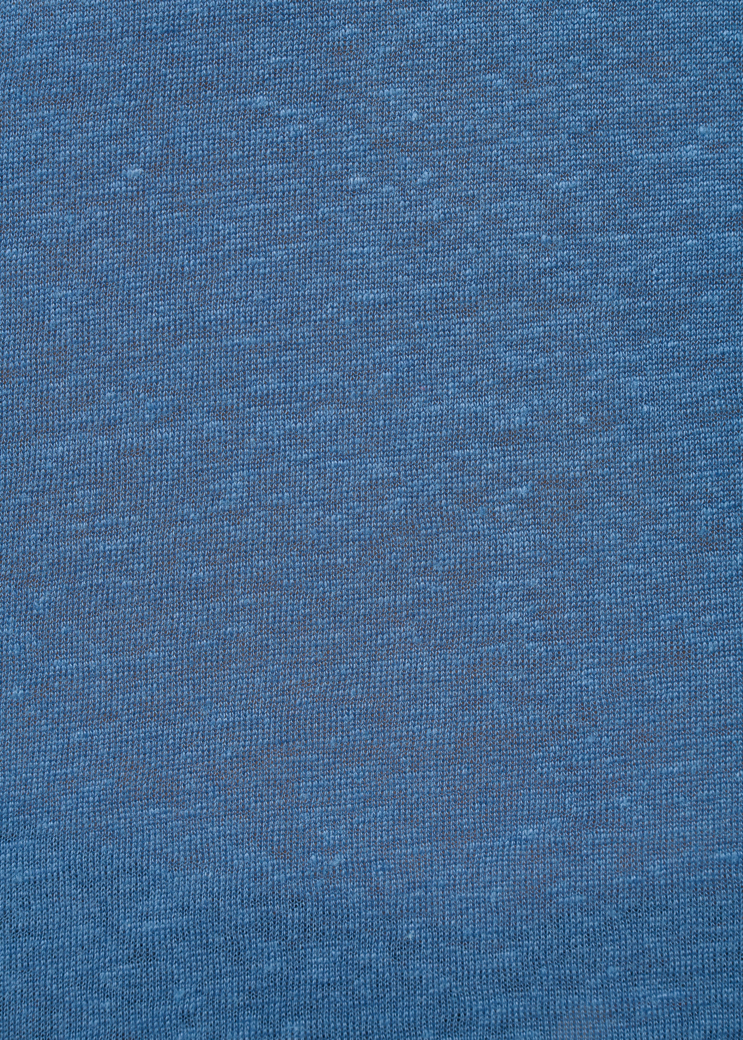 T-shirt bleu foncé ample en lin manches courtes - DENIM#couleur_DENIM