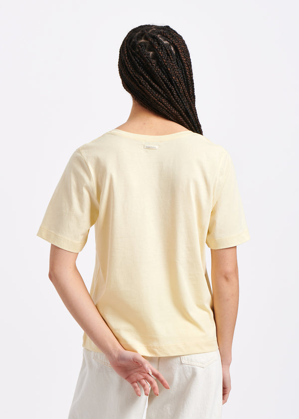 T-shirt jaune clair en coton manches courtes - CITRINE#couleur_CITRINE
