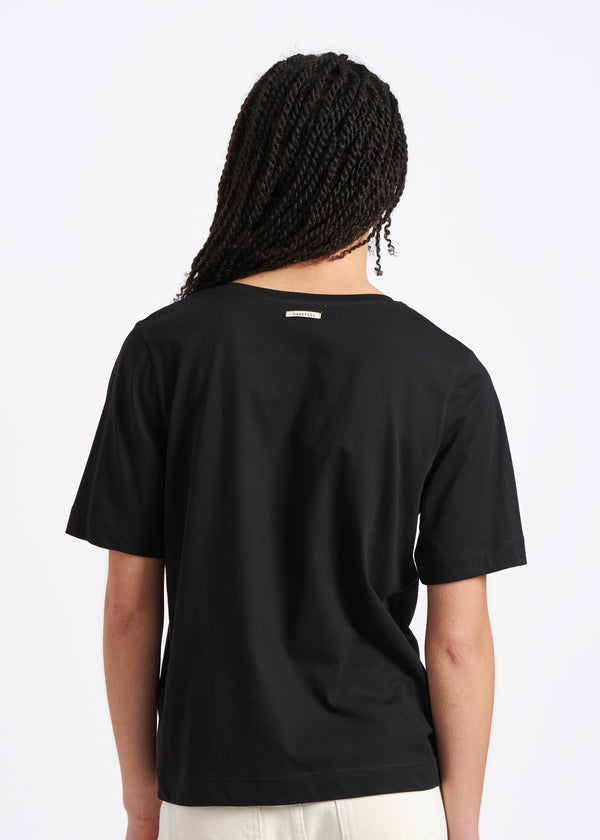 T-shirt noir en coton manches courtes - NOIR#couleur_NOIR
