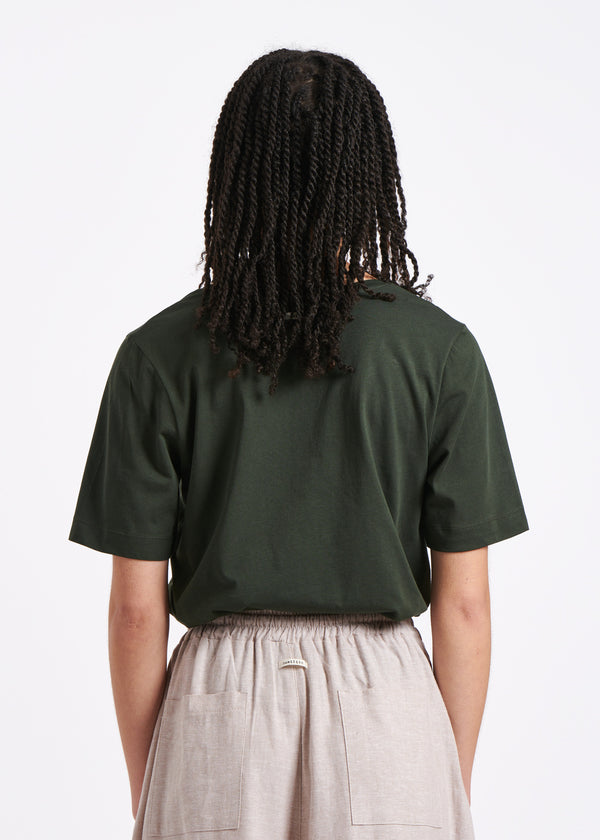 T-shirt kaki en coton manches courtes - KAKI#couleur_KAKI