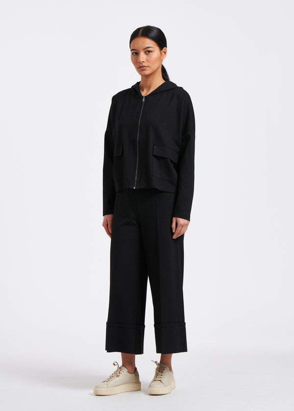 Veste sportwear noir en jersey milano - NOIR#couleur_NOIR