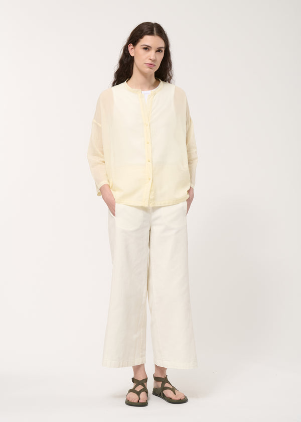 Chemise jaune oversize en voile de coton - COLZA#couleur_COLZA