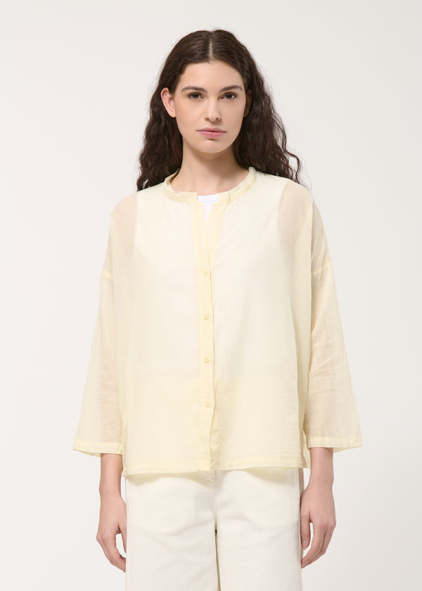 Chemise jaune oversize en voile de coton - COLZA#couleur_COLZA