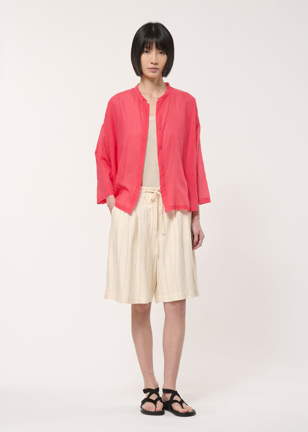 Chemise corail oversize en voile de coton - VERMILLON#couleur_VERMILLON