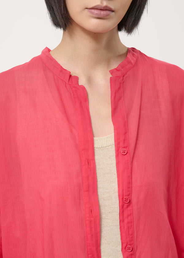 Chemise corail oversize en voile de coton - VERMILLON#couleur_VERMILLON