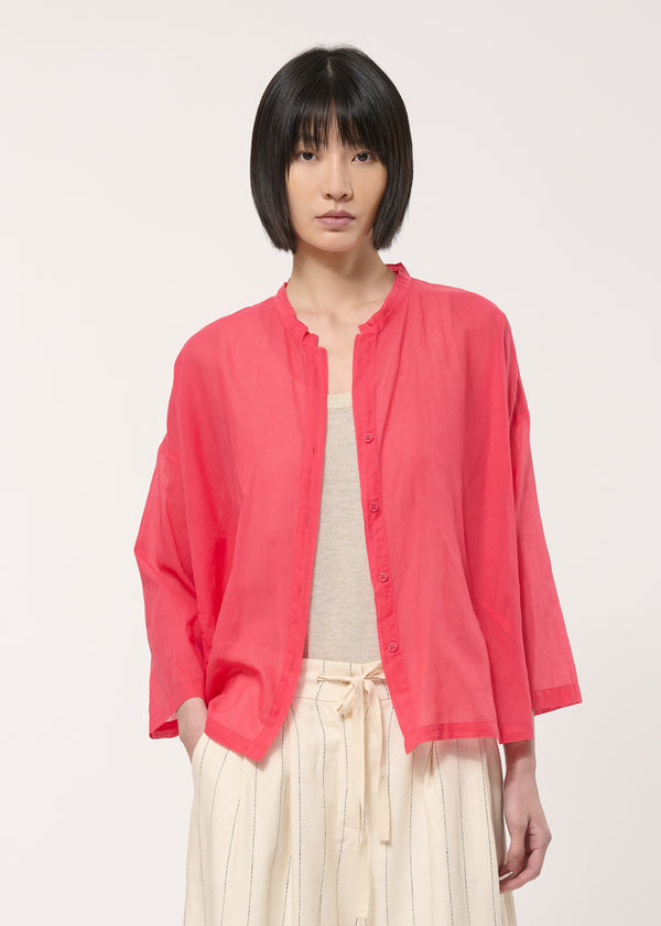 Chemise corail oversize en voile de coton - VERMILLON#couleur_VERMILLON