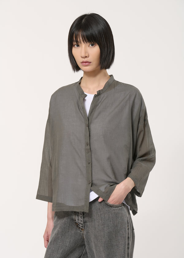Chemise grise oversize en voile de coton - ANTHRACITE#couleur_ANTHRACITE