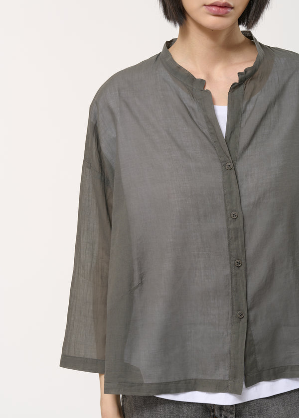 Chemise grise oversize en voile de coton - ANTHRACITE#couleur_ANTHRACITE
