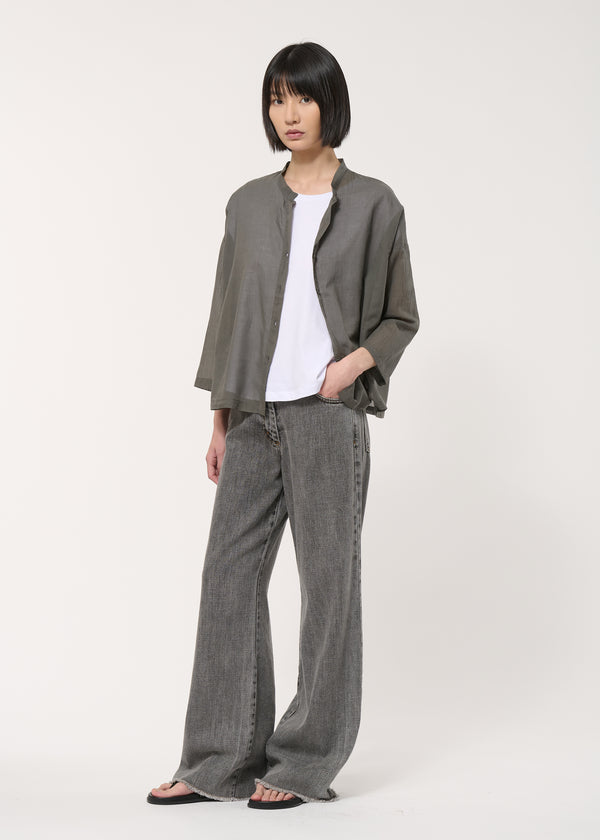 Chemise grise oversize en voile de coton - ANTHRACITE#couleur_ANTHRACITE