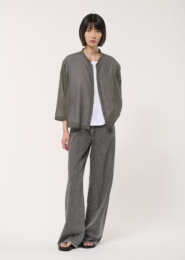 Chemise grise oversize en voile de coton - ANTHRACITE#couleur_ANTHRACITE