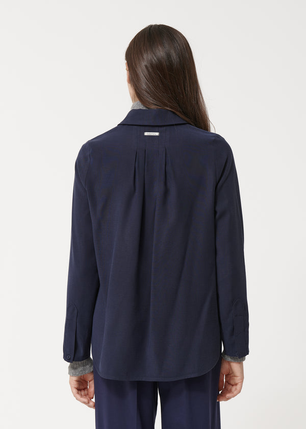 Chemise bleu marine coupe droite - MARINE#couleur_MARINE