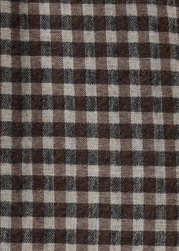 Jupe longue marron évasée à carreaux vichy - CHOCOLAT#couleur_CHOCOLAT