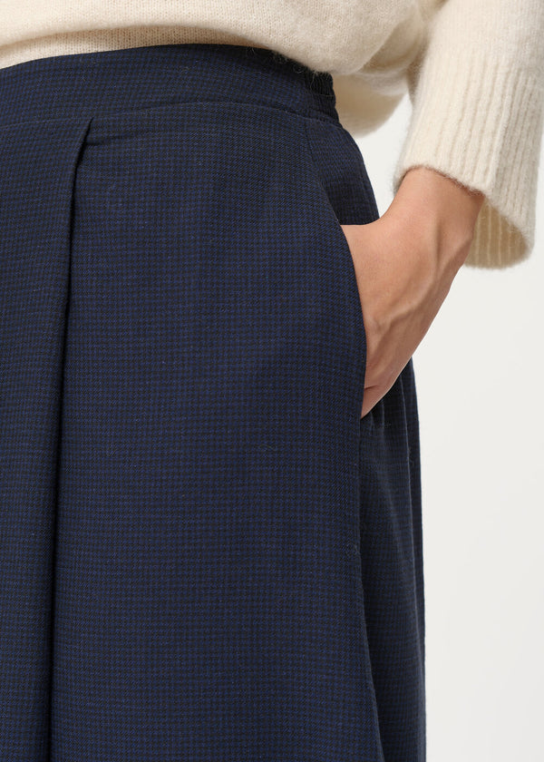 Jupe bleu marine évasée longueur midi  - MARINE#couleur_MARINE